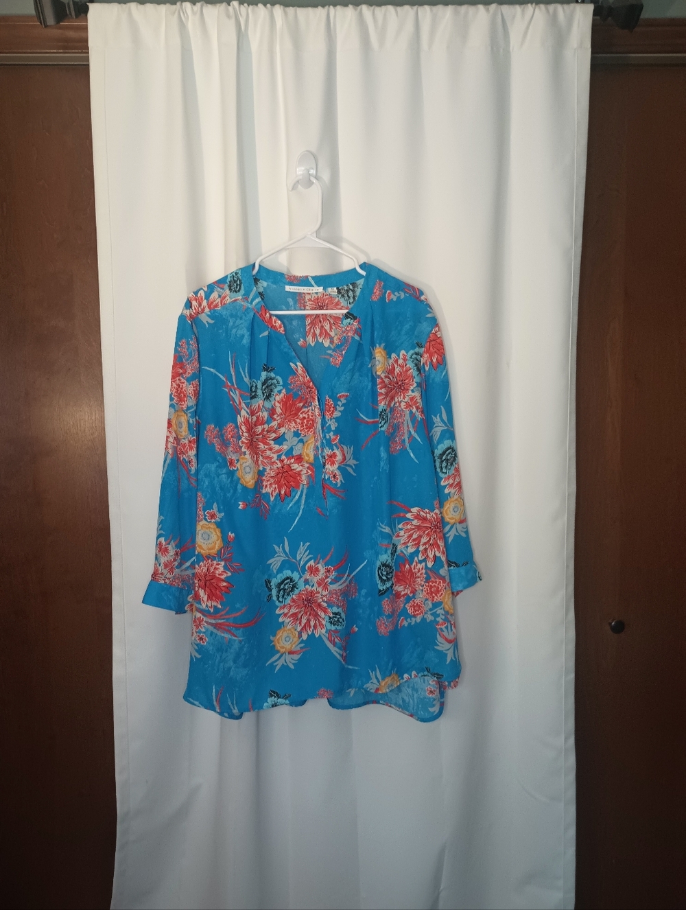 Violet Claire Womens Tropical Floral Popover Top 3X Office Resort Vacation